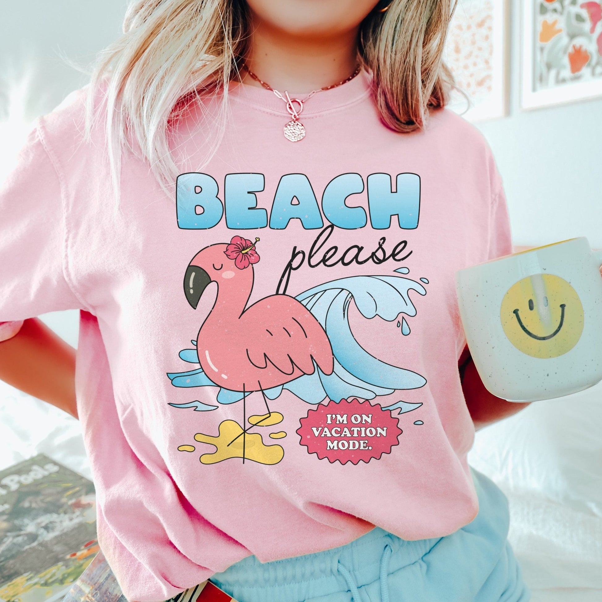 beach please tshirt flamingo