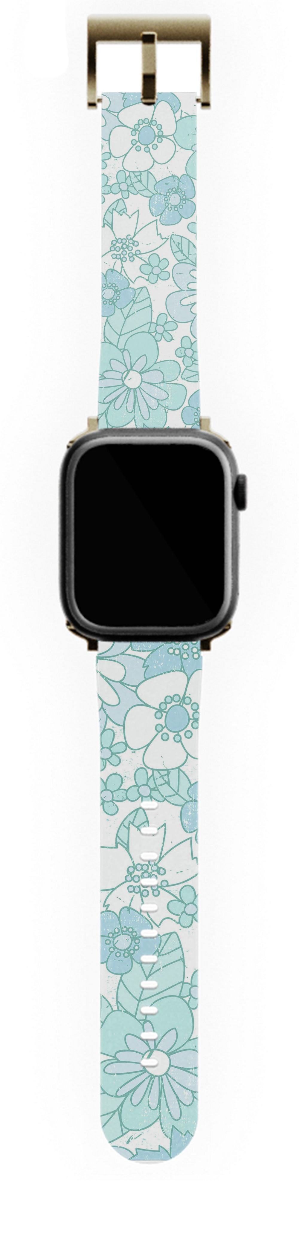 Baby Blue Retro Floral Apple Watch Band - daziecases