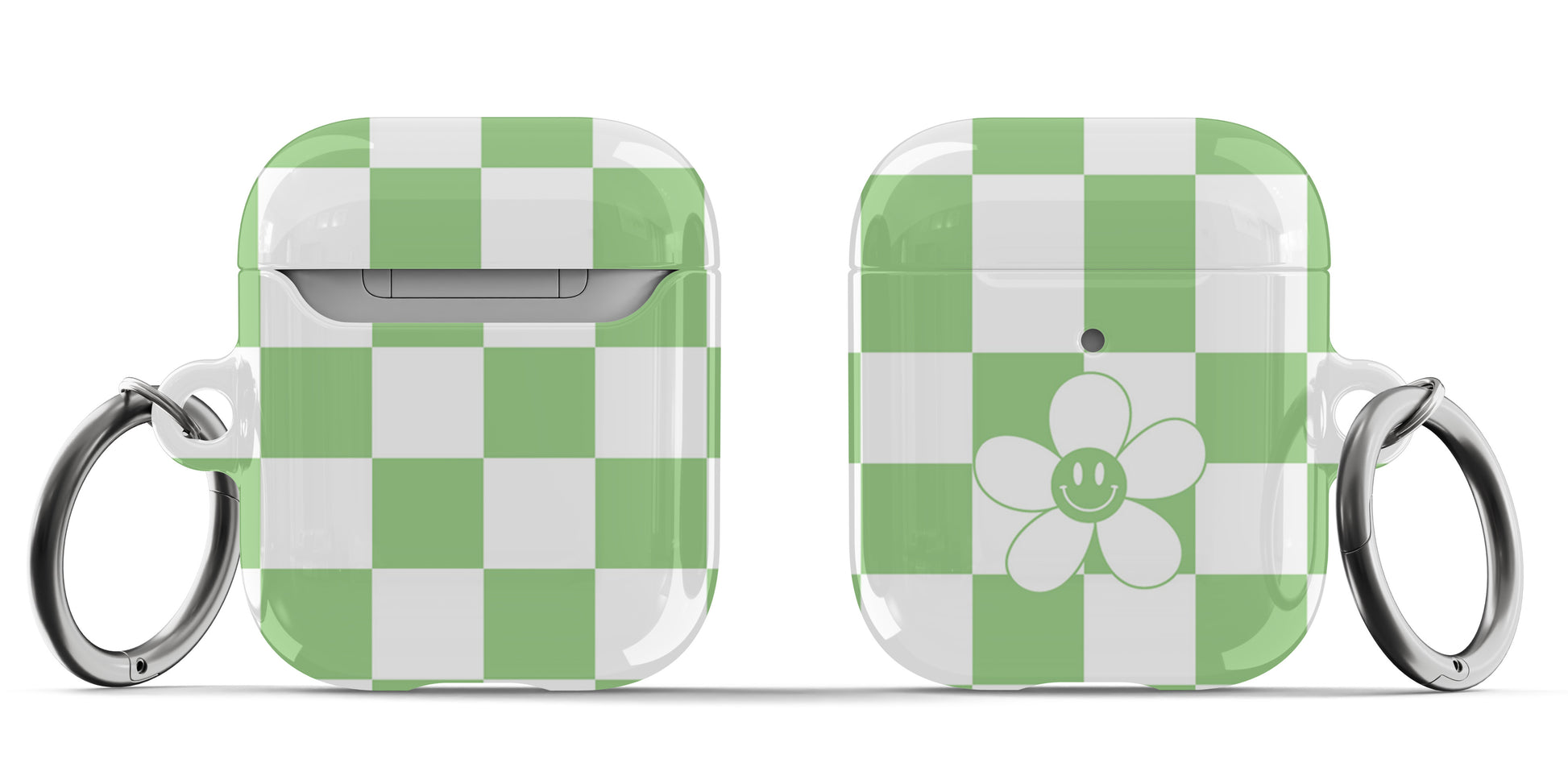 Green Checkers Happy Flower Airpod Case - daziecases
