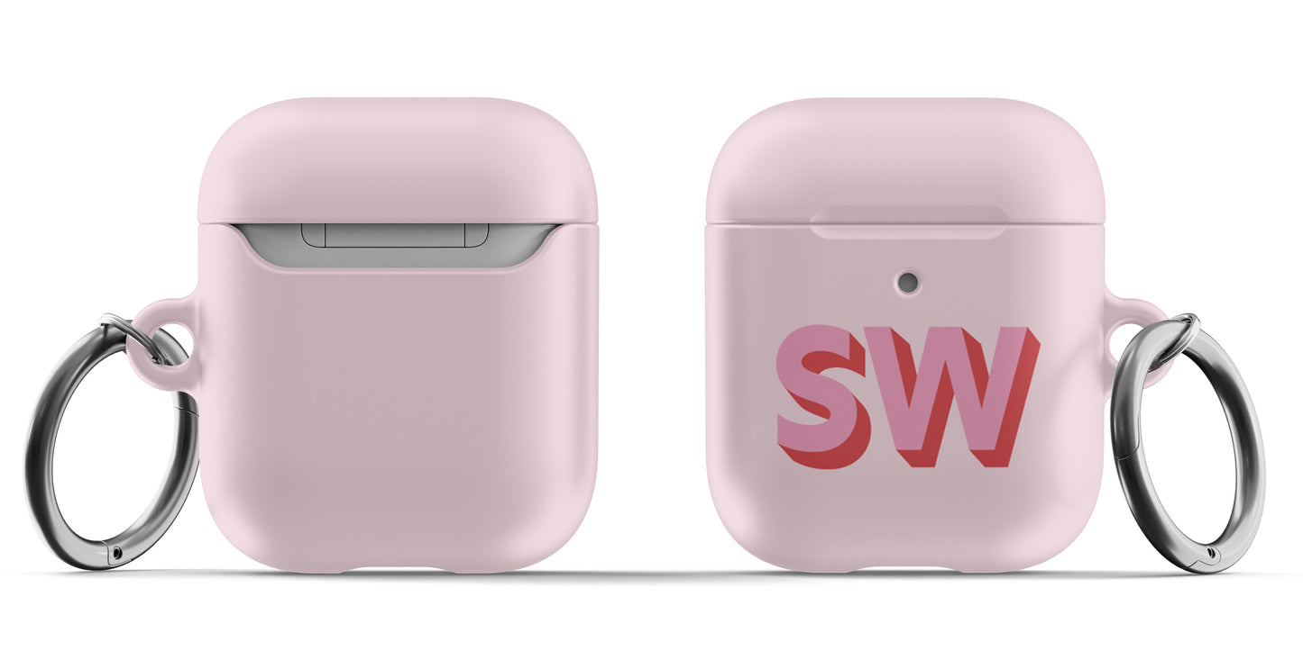 Pink and Red 3D Initials Airpod Case - daziecases