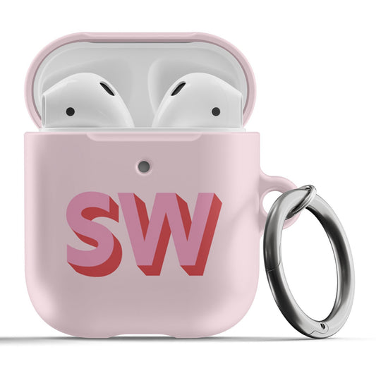 Pink and Red 3D Initials Airpod Case - daziecases