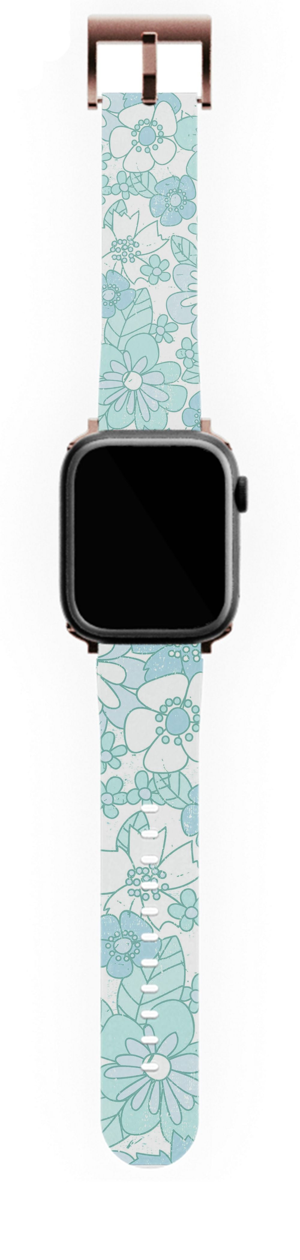 Baby Blue Retro Floral Apple Watch Band Daisy Lily Boutique