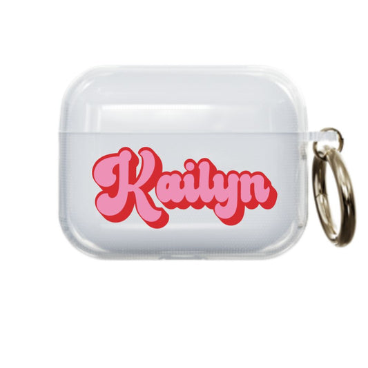 Pink and Red Retro Airpod Case - Clear - daziecases