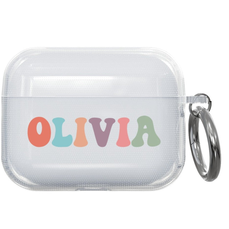 Groovy Name Airpod Case Transparent - daziecases