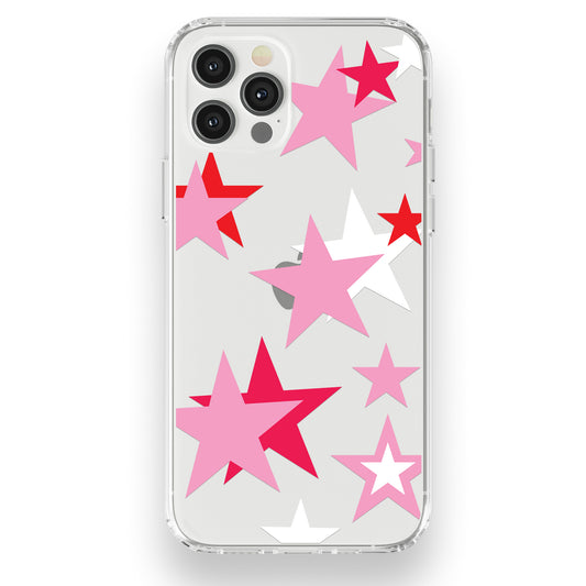 Red and Pink Stars - Clear - daziecases